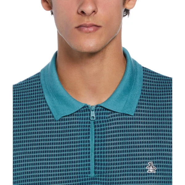 Original Penguin All Over Jacquard 1/4 Zip Sweater Polo