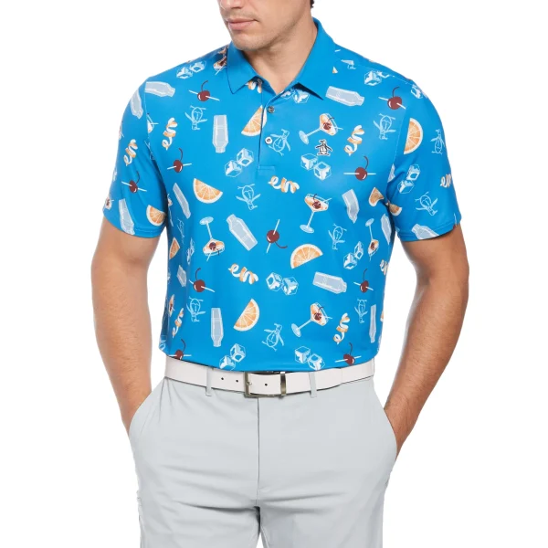 Original Penguin All Over Oversized Cocktail Print Golf Polo