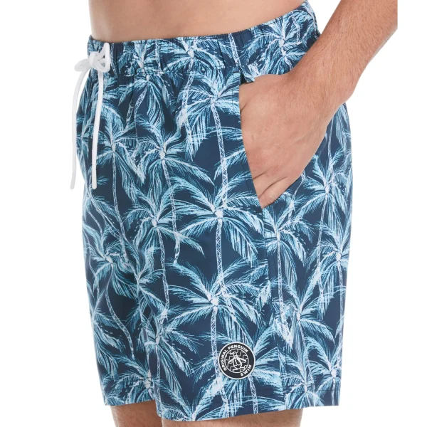 Original Penguin Allover Palm Print Slim Fit Swim Short