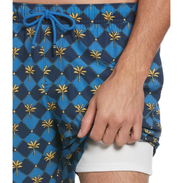 Original Penguin Allover Palm Tiles Print Swim Short