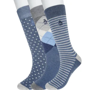 Original Penguin Augustin Stripe Dress 3 Pack Sock