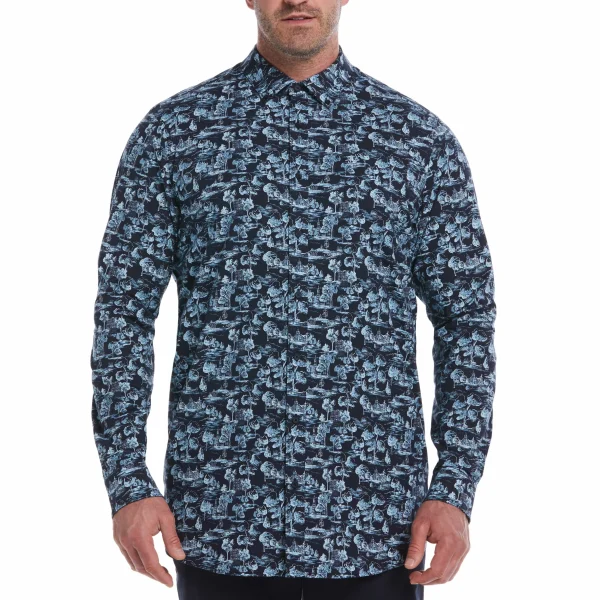 Original Penguin Big & Tall EcoVero™ Scenic Print Stretch Shirt