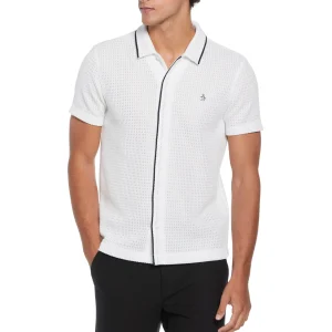 Original Penguin Button Front Textured Earl Polo