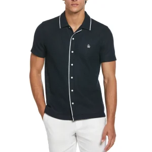 Original Penguin Button Front Textured Earl Polo