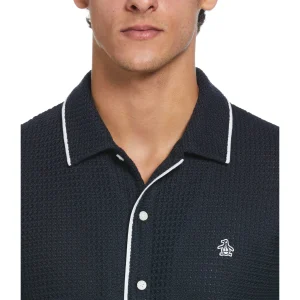 Original Penguin Button Front Textured Earl Polo