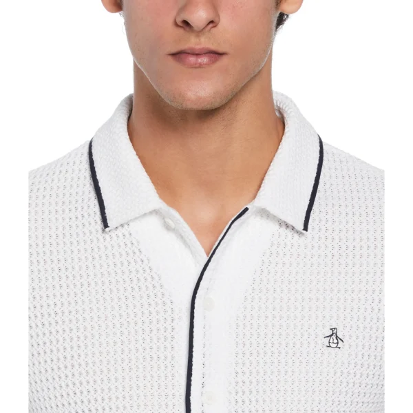 Original Penguin Button Front Textured Earl Polo