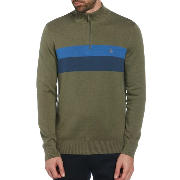 Original Penguin Color Block 1/4 Zip Sweater