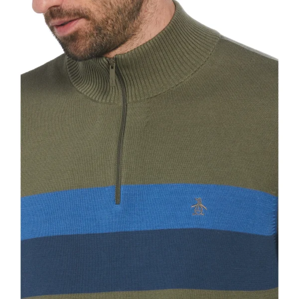 Original Penguin Color Block 1/4 Zip Sweater