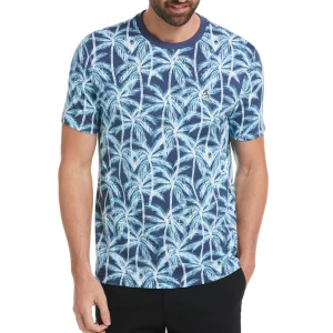 Original Penguin Cotton Jersey Allover Palm Print Tee