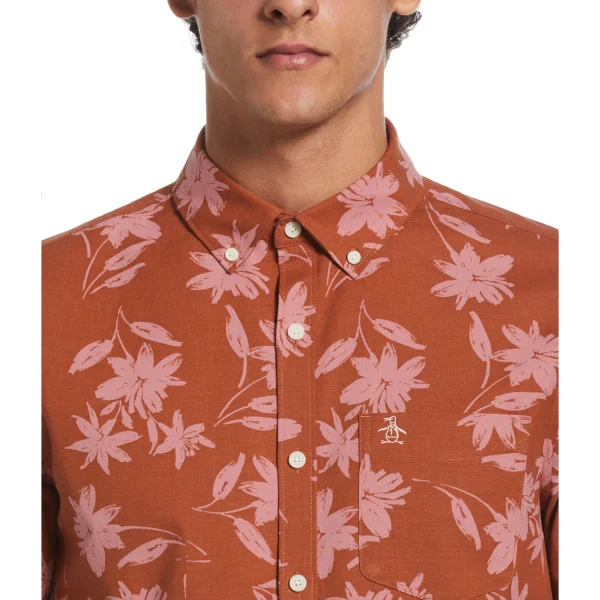 Original Penguin EcoVero Chambray Stretch Floral Shirt