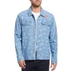 Original Penguin Embroidered Floral Print Denim Jacket