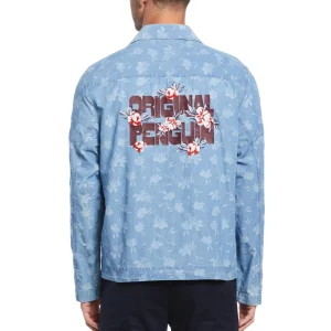 Original Penguin Embroidered Floral Print Denim Jacket