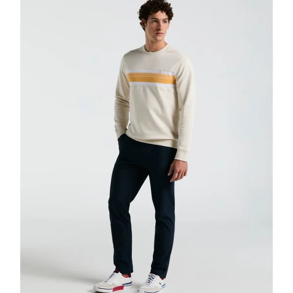 Original Penguin Fleece Chest Stripe Crew Neck Sweater