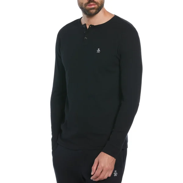 Original Penguin Long Sleeve Waffle Henley