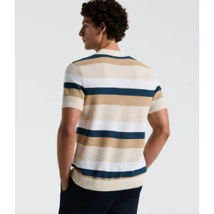 Original Penguin Mesh Stripe Button Front Sweater Polo