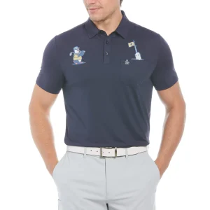 Original Penguin Mixed Media Polar Pete Print Golf Polo Shirt