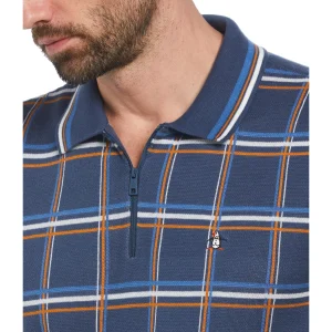 Original Penguin Plaid 1/4 Zip Sweater Polo