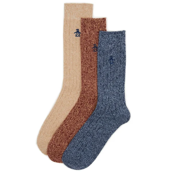 Original Penguin Ribbed Cozy Marl 3 Pack Dress Socks