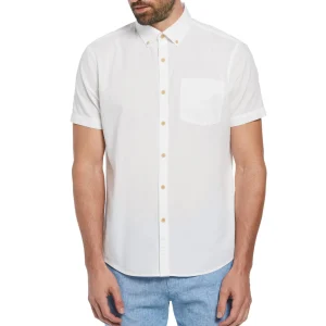 Original Penguin Seersucker Crinkle Yarn Solid Shirt