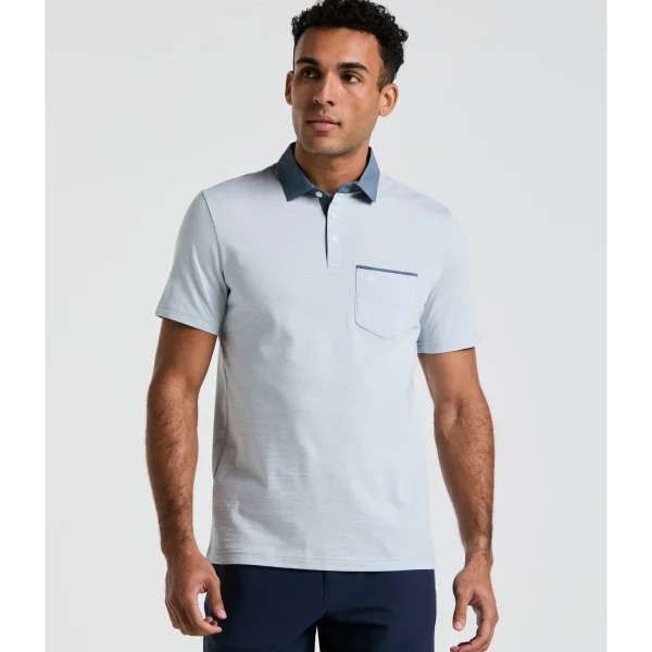 Original Penguin Stripe Chambray Collar Polo