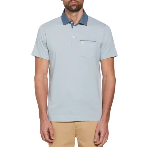 Original Penguin Stripe Chambray Collar Polo