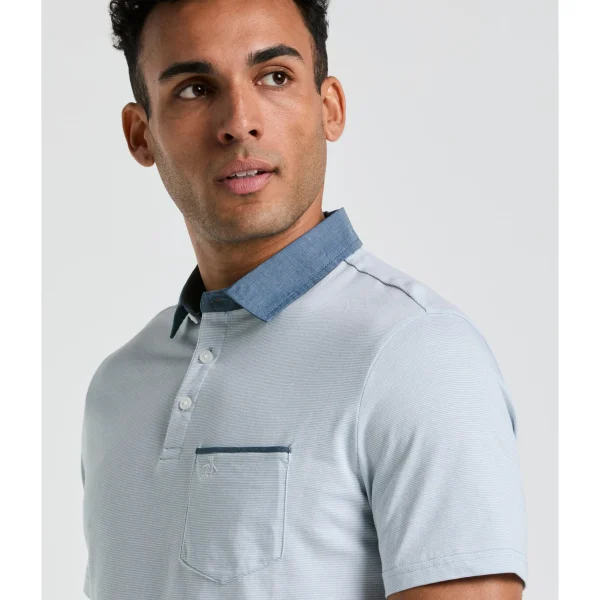 Original Penguin Stripe Chambray Collar Polo