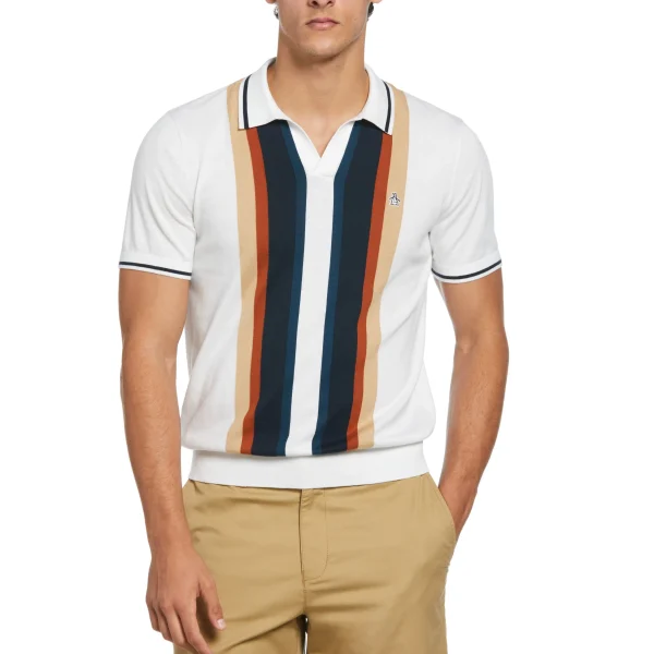 Original Penguin Vertical Stripe Johnny Collar Sweater Polo