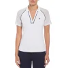 Women Original Penguin V-Neck Short Sleeve Golf Polo Shirt with Contrast Piping