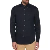 Original Penguin Washed Linen Shirt - Dark Sapphire Blue