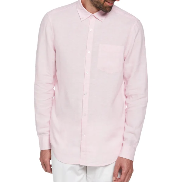 Original Penguin Washed Linen Shirt - Parfait Pink