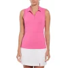 Women Original Penguin Women's 1/4 Zip Mesh Block Sleeveless Golf Polo