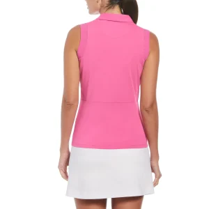 Women Original Penguin Women's 1/4 Zip Mesh Block Sleeveless Golf Polo