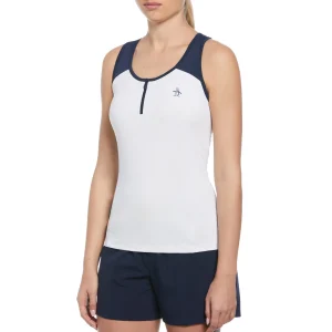 Women Original Penguin Women's Color Block Quarter Zip Tennis Tank Top