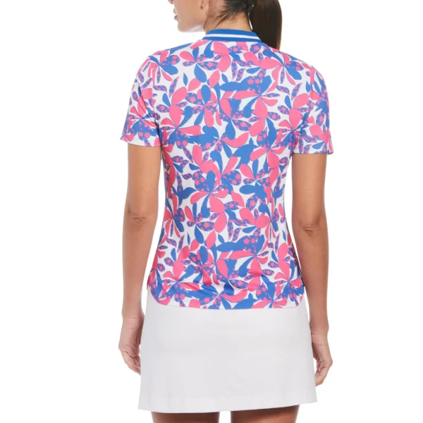 Women Original Penguin Women's Floral Print Mock Neck Golf Polo