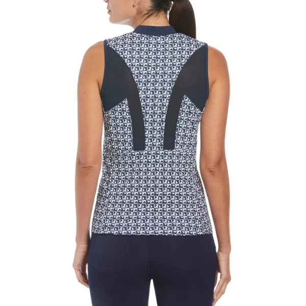 Women Original Penguin Women's Geometric Print Sleeveless Golf Polo