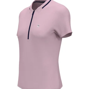 Women Original Penguin Women's Ribbed Golf Polo Shirt With Metallic Zip