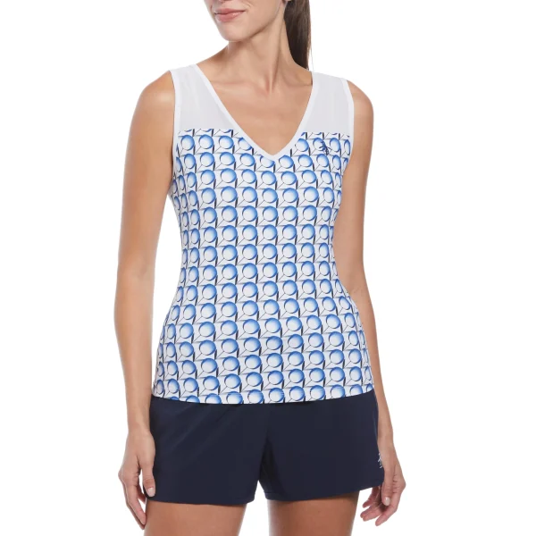 Women Original Penguin Women's Tennis Print V-Neck Tank Top