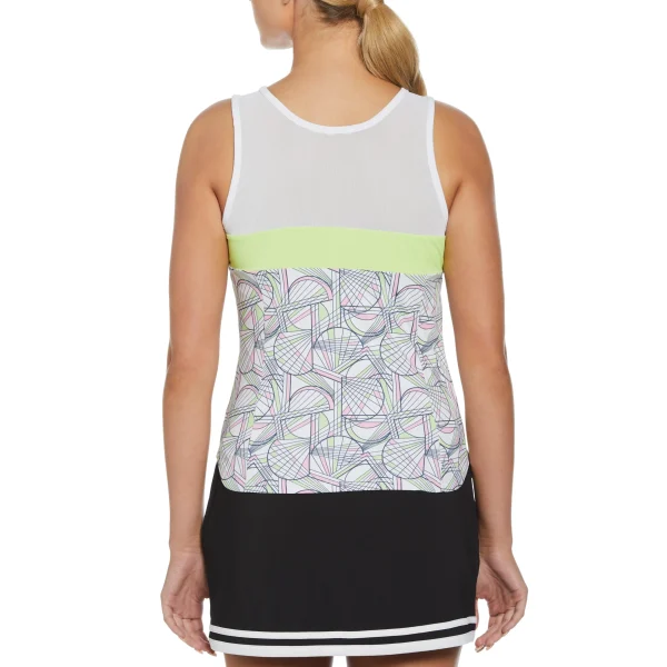 Women Original Penguin Women's Tennis Racket Print Mesh Block Tank Top