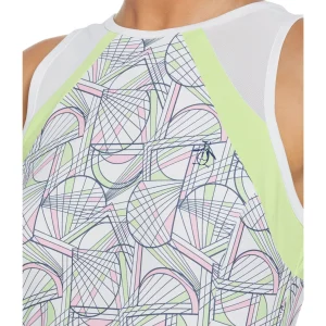 Women Original Penguin Women's Tennis Racket Print Mesh Block Tank Top