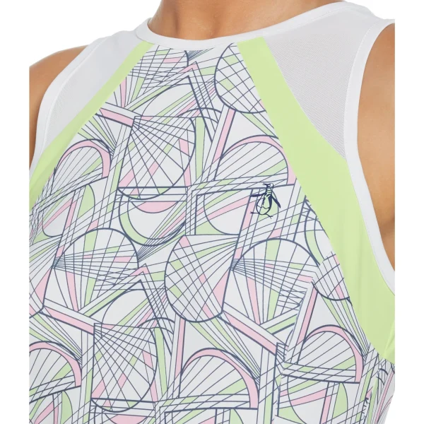 Women Original Penguin Women's Tennis Racket Print Mesh Block Tank Top